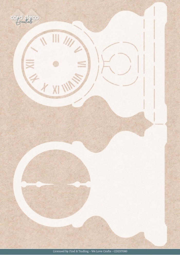 Stencil - Card Deco Essentials - Timeless Christmas - Timeless Clock Card A4