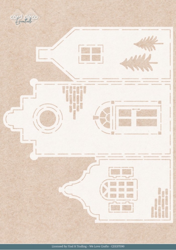 Stencil - Card Deco Essentials - Cosy WInter - Cosy House Card - A4