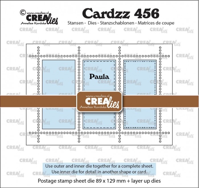 Rechthoekig Postzegelvel Paula met 3 rechthoeken 89 x 129 mm