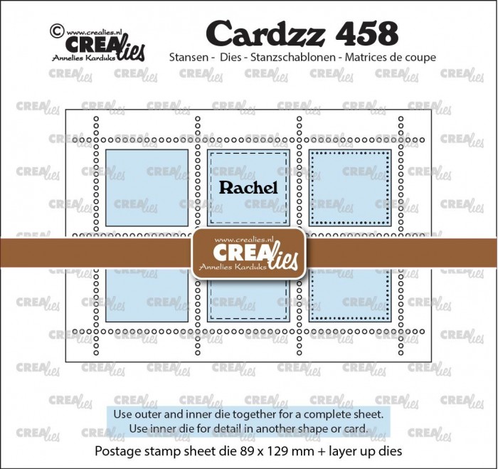 Rechthoekig Postzegelvel Rachel met 6 rechthoeken 89 x 129 mm