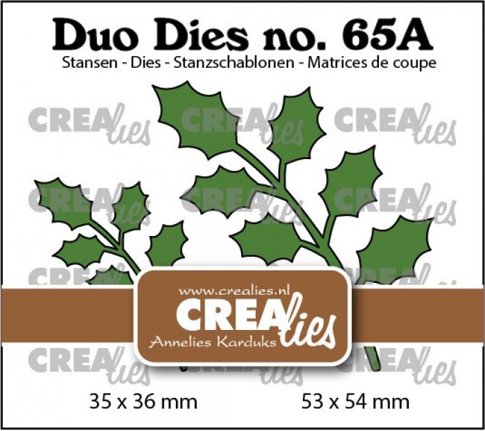 Crealies Die – Holly Mirror Image Leaves 17 pcs