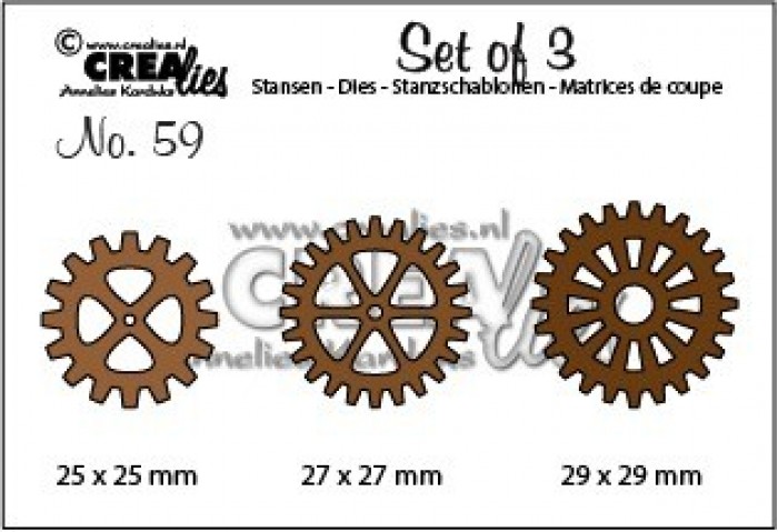 Crealies Die Set – 3x Gears - Cogwheels