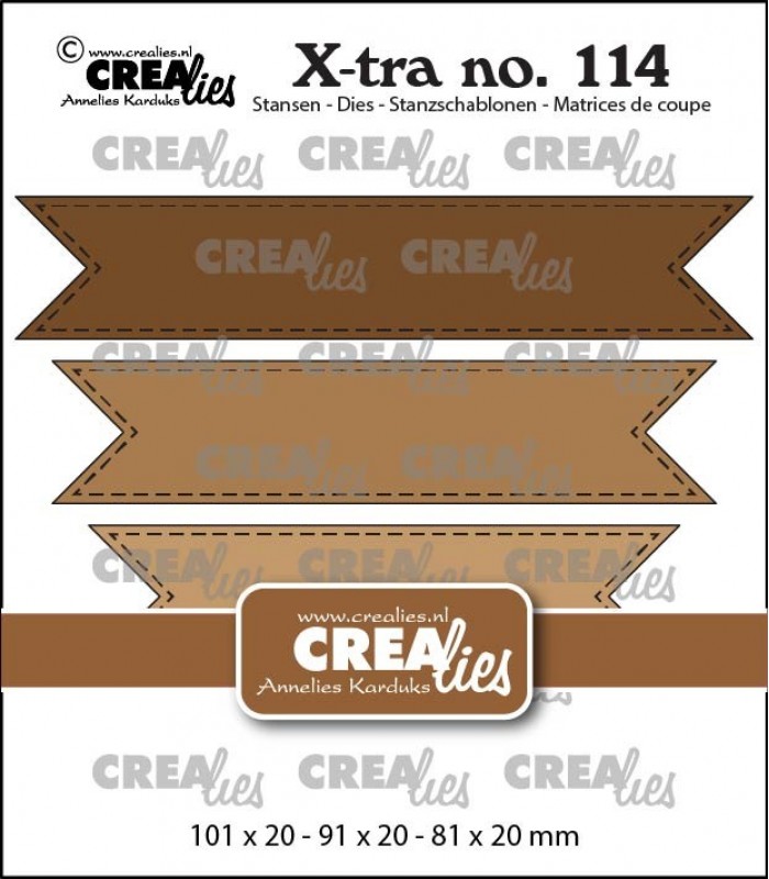 Crealies Die – Fishtail Banners Stitched Edge