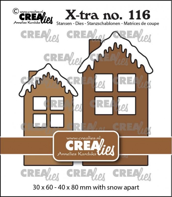 Crealies Die Set – 2x House B with Snow Medium en Large