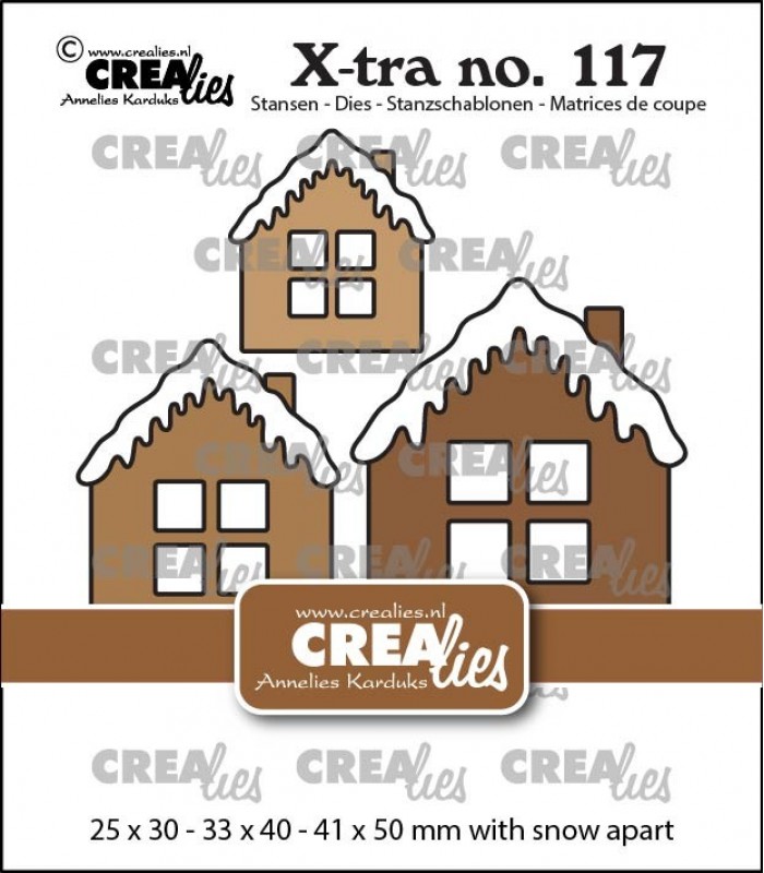 Crealies Die Set – 3x House C with Snow Medium, Large en Extra Large