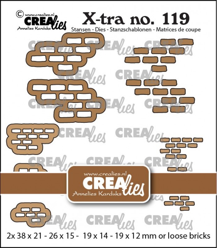 Crealies Die Set – 3x + 2x Brickwall Medium en Small with Loose Bricks
