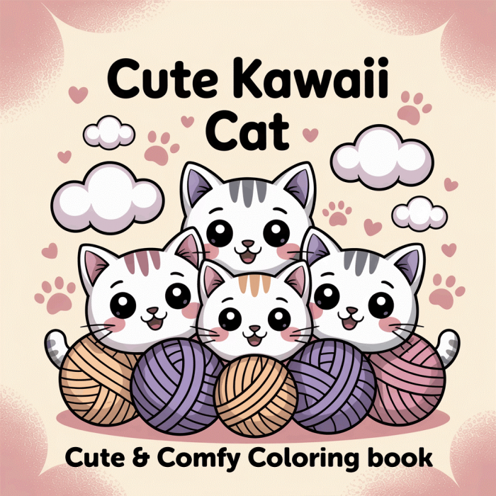Findit Color - Coloring Book - Cute Kawaii Cat