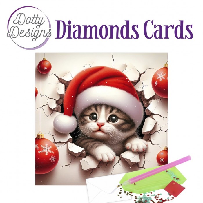 Dotty Designs Diamond Cards - Christmas Kitten
