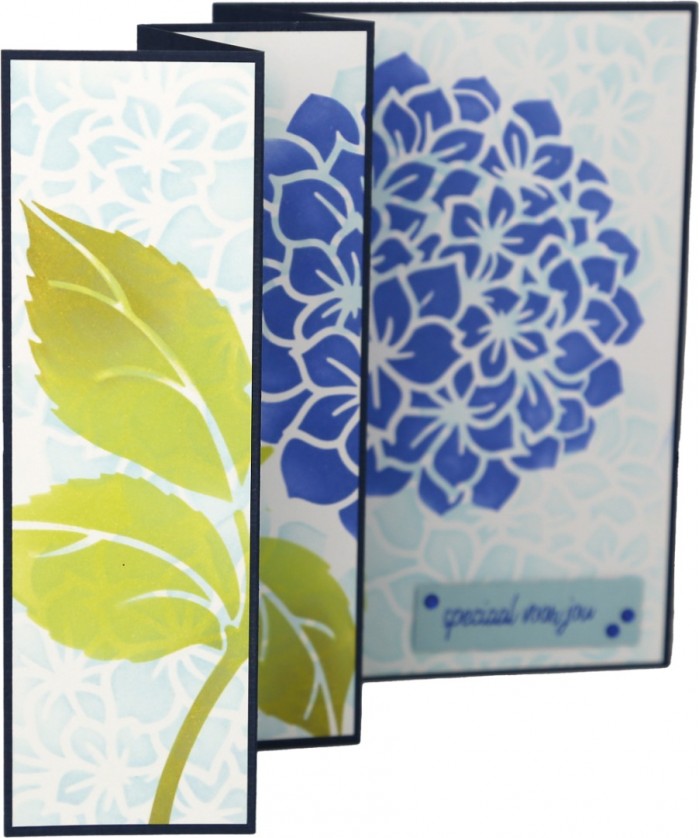 Stencil - Card Deco Essentials - Blue Meadow - Blue Hydrangea A5