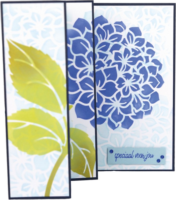 Stencil - Card Deco Essentials - Blue Meadow - Blue Hydrangea A5