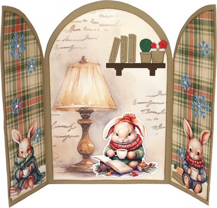 3D Cutting Sheet - Berries Beauties - Winter Bunnies - Reading Bunnies