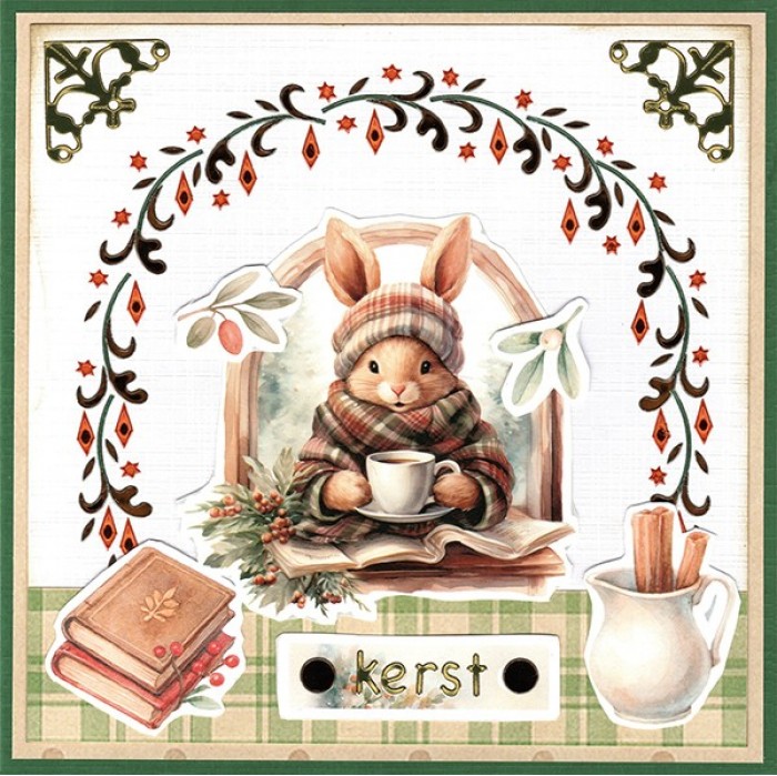 3D Pushout Sheet - Berries Beauties - Winter Bunnies - Drinking Bunnies