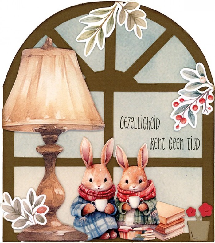Stencil - Card Deco Essentials - Winter Bunnies - Winter Window