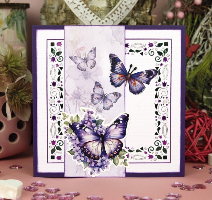 3D Push out Sheet - Berries Beauties - Flutter Flair - Purple Flutters