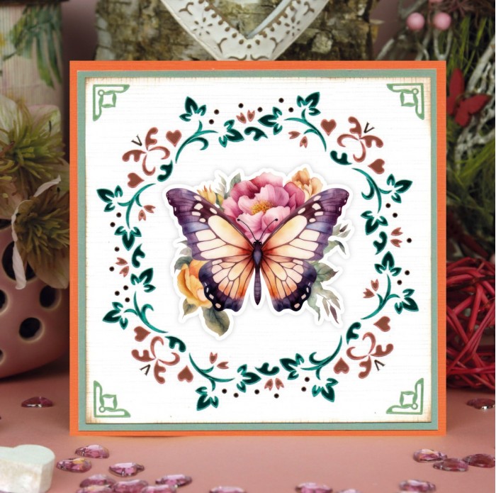3D Push out Sheet - Berries Beauties - Flutter Flair - Orange Flutters