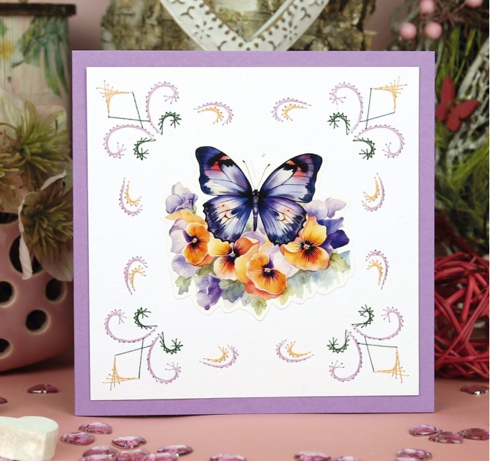 3D Push out Sheet - Berries Beauties - Flutter Flair - Purple Flutters