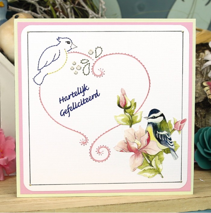 3D Pushout Sheet - Precious Marieke- Navy Elegance - Flower Bird