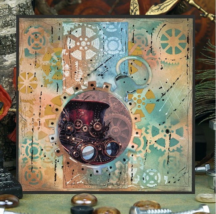 Stencil - Card Deco Essentials - Steampunk - Steampunk Gears - A5