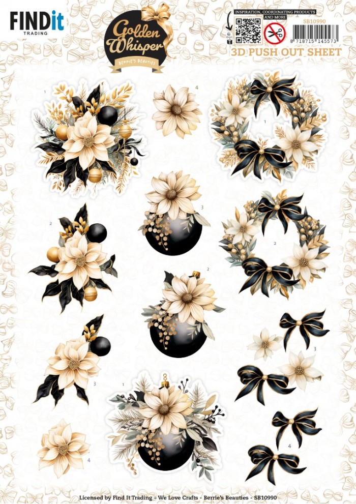 3D Pushout Sheet - Berries Beauties - Golden Whisper - Flowers