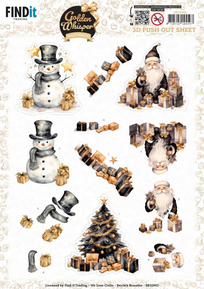 3D Pushout Sheet - Berries Beauties - Golden Whisper - Santa