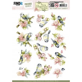 3D Pushout Sheet - Precious Marieke- Navy Elegance - Flower Bird