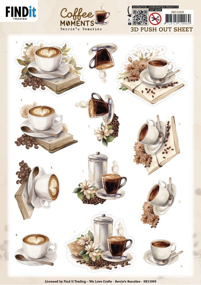 3D Push out Sheet - Berries Beauties - Coffee Moments - Cup of Coffee