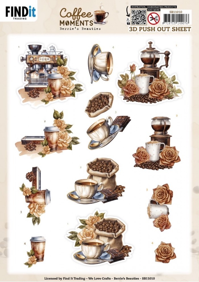 3D Push out Sheet - Berries Beauties - Coffee Moments - Coffee Machine