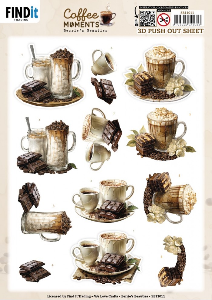 3D Push out Sheet - Berries Beauties - Coffee Moments - Cacao