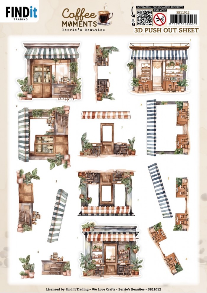 3D Push out Sheet - Berries Beauties - Coffee Moments - Coffee Shop