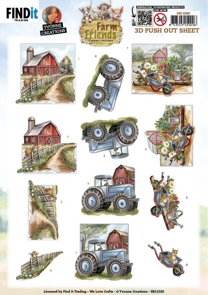 3D Push out Sheet - Yvonne Creations - Farm Friends - Farmyard