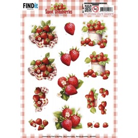 3D Push out Sheet - Berries Beauties - Sweet Strawberries - Pure Strawberries