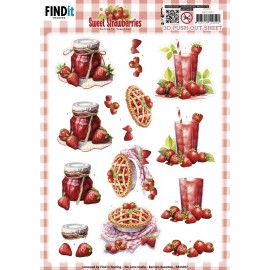 3D Push out Sheet - Berries Beauties - Sweet Strawberries - Strawberry Pie
