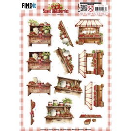 3D Push out Sheet - Berries Beauties - Sweet Strawberries - Strawberry Sale