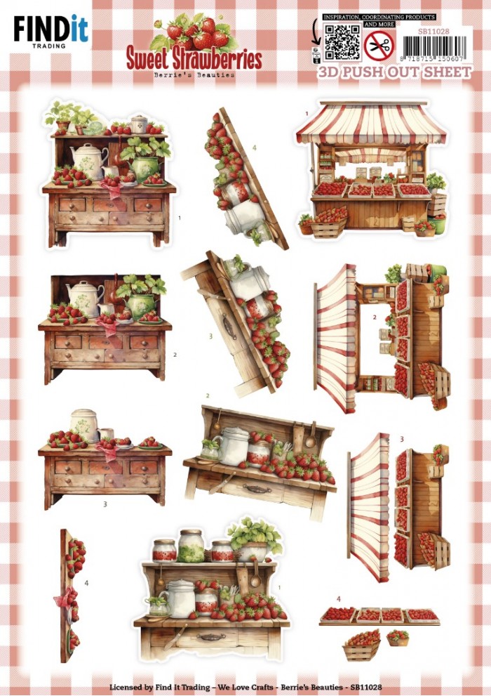 3D Push out Sheet - Berries Beauties - Sweet Strawberries - Strawberry Sale