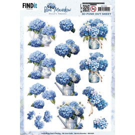 3D Pushout Sheet - Berries Beauties - Blue Meadow - Vase