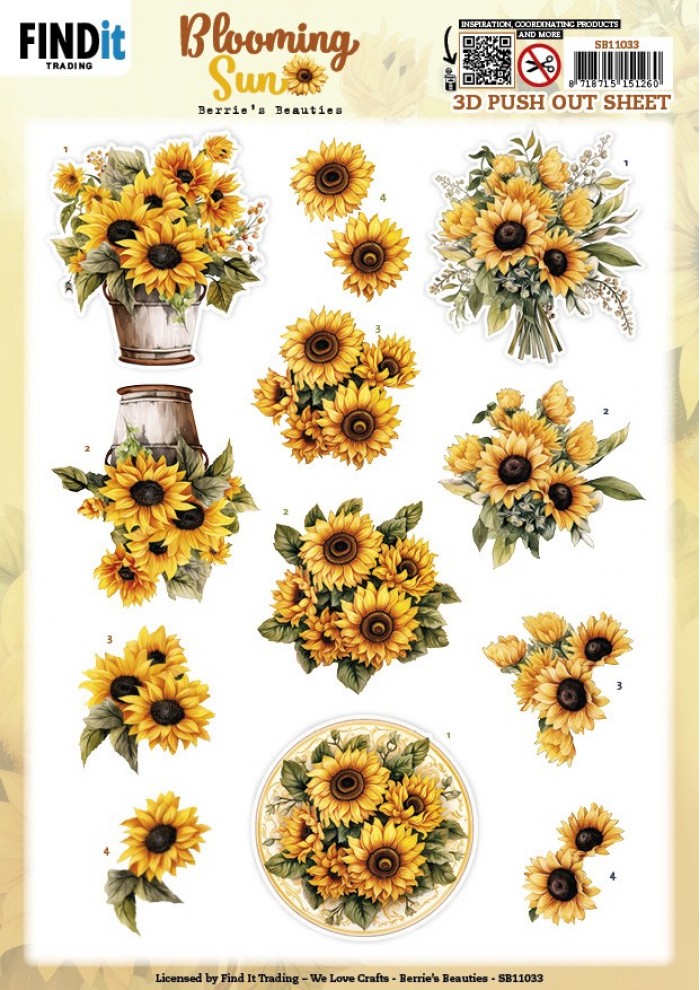 3D Pushout Sheet - Berries Beauties - Blooming sun - Golden Glow