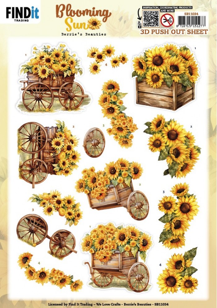 3D Pushout Sheet - Berries Beauties - Blooming sun - Sunflower Wagon
