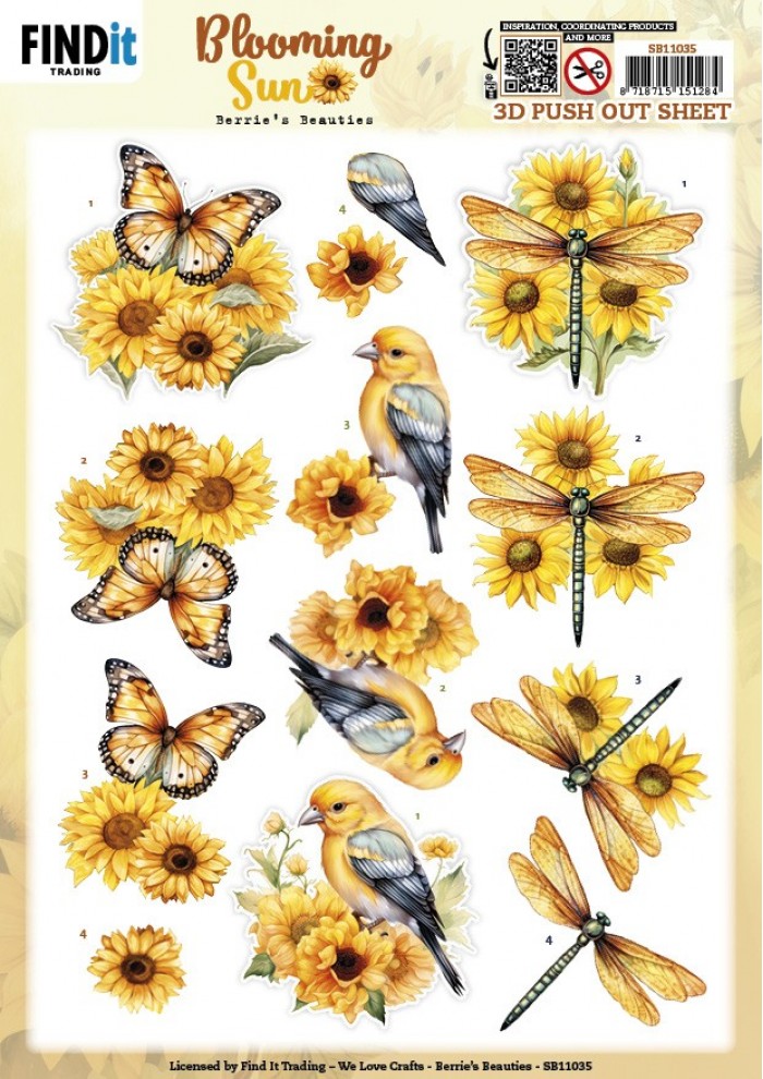 3D Pushout Sheet - Berries Beauties - Blooming sun - Golden Meadow