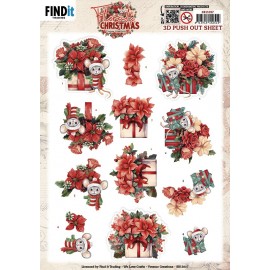 3D Pushout Sheet - Yvonne Ceations - Floral Christmas- Floral Presents