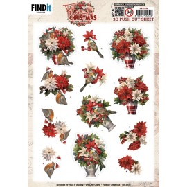 3D Pushout Sheet - Yvonne Ceations - Floral Christmas- Floral Vase