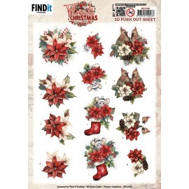 3D Pushout Sheet - Yvonne Ceations - Floral Christmas- Floral Poinsettia