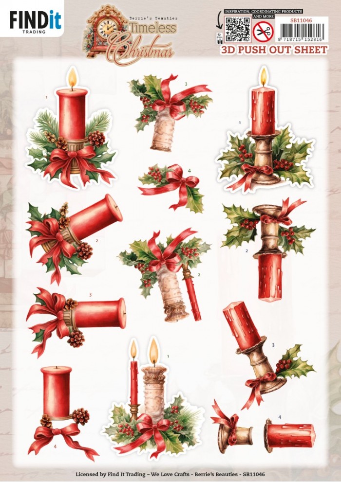 3D Pushout Sheet - Berries Beauties - Timeless Christmas - Timeless Candle