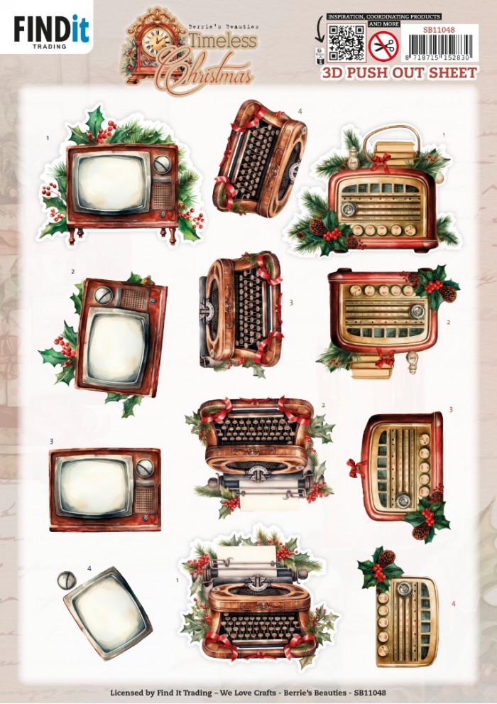 3D Pushout Sheet - Berries Beauties - Timeless Christmas - Timeless Devices