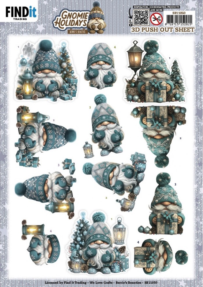 3D Pushout Sheet - Berries Beauties - Gnomie Holidays - Emerald