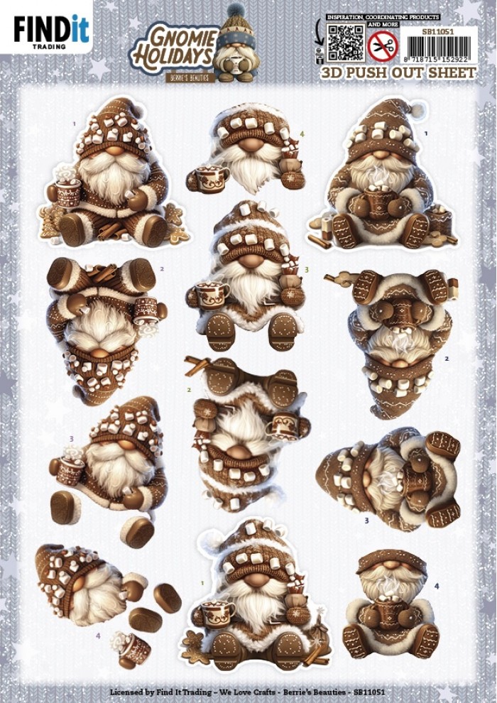3D Pushout Sheet - Berries Beauties - Gnomie Holidays - Brown