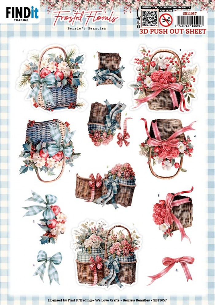 3D Pushout Sheet - Berries Beauties - Frosted Florals - Basket