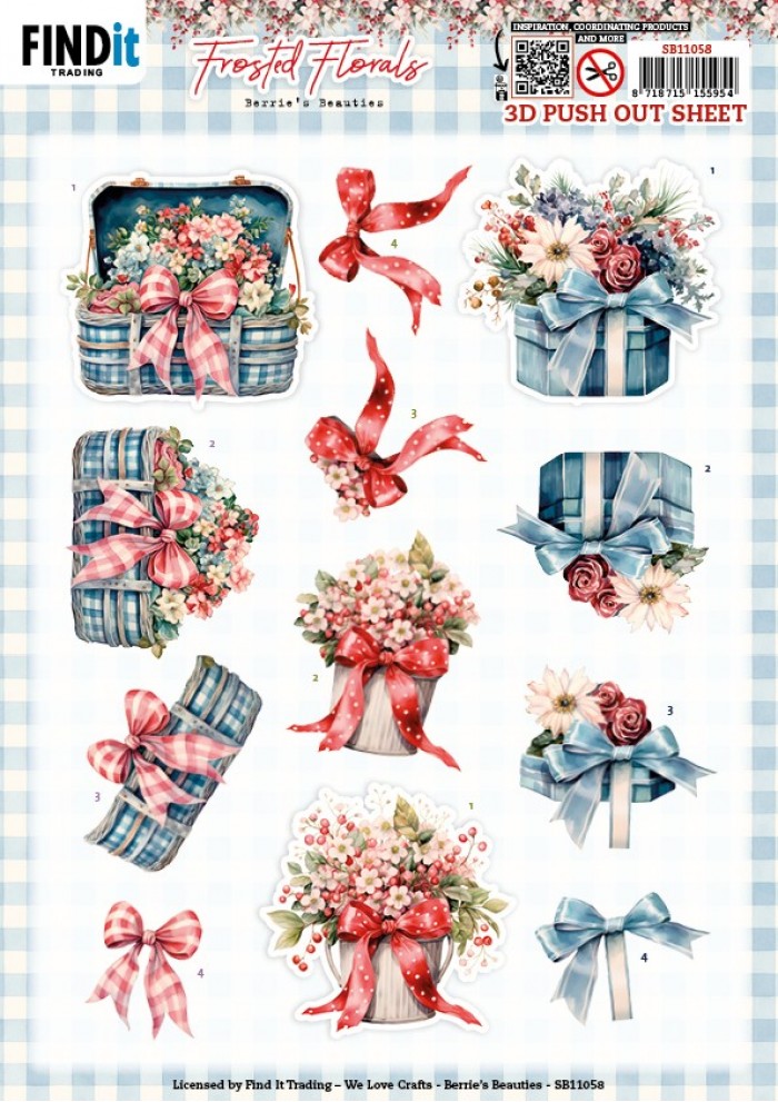 3D Pushout Sheet - Berries Beauties - Frosted Florals - Bow