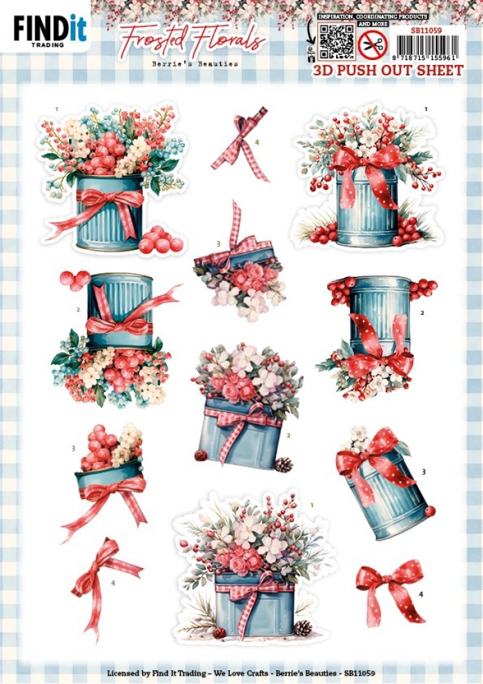 3D Pushout Sheet - Berries Beauties - Frosted Florals - Tin