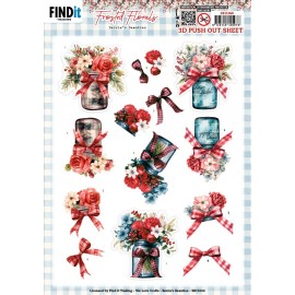 3D Pushout Sheet - Berries Beauties - Frosted Florals - Vase