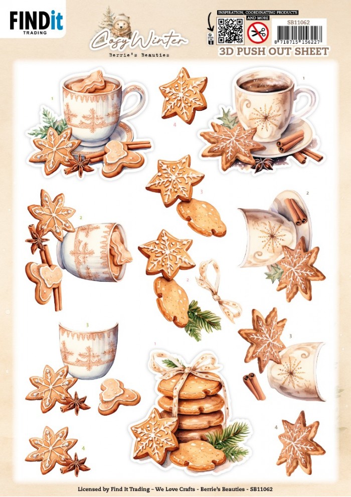 3D Pushout Sheet - Berries Beauties - Cosy WInter - Cosy Cookies
